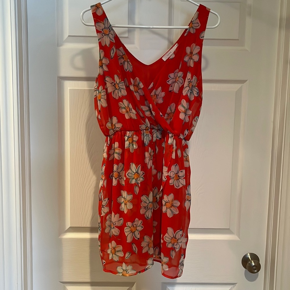 Orange floral mini dress